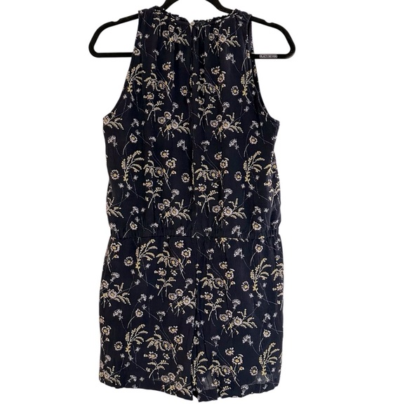 LOFT navy floral sleeveless romper jumpsuit with tie neck Size M - Picture 8 of 12